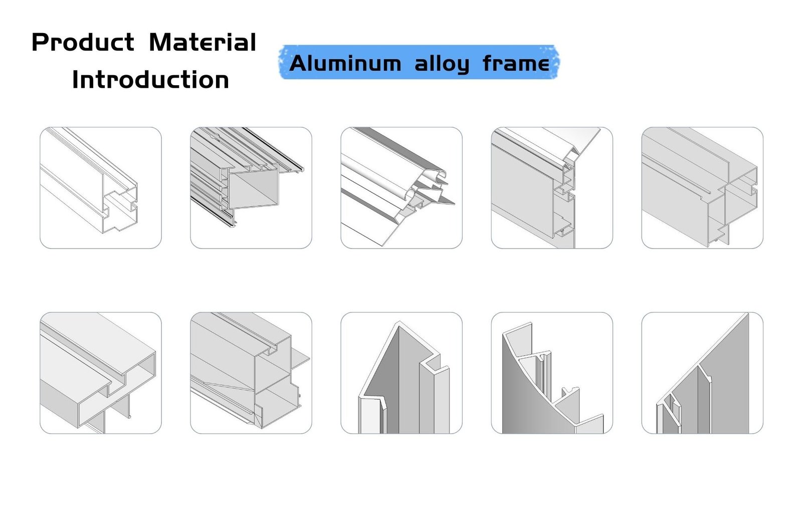 Engineering diagram showing a cross-sectional view and legend of the aluminum alloy greenhouse frame, indicating profile dimensions and weight (KG) data