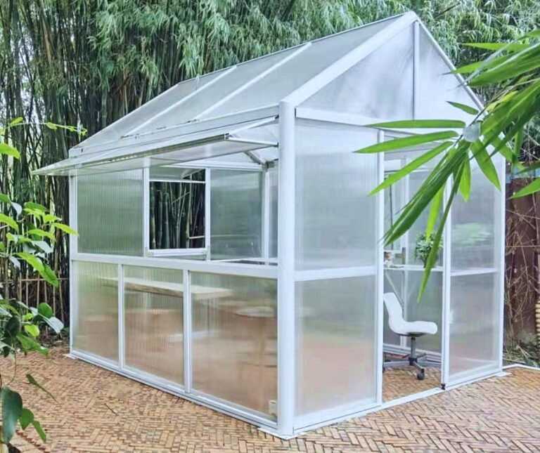 Commercial-grade aluminum alloy greenhouse featuring extra-thick 10mm polycarbonate panels for maximum insulation and durability